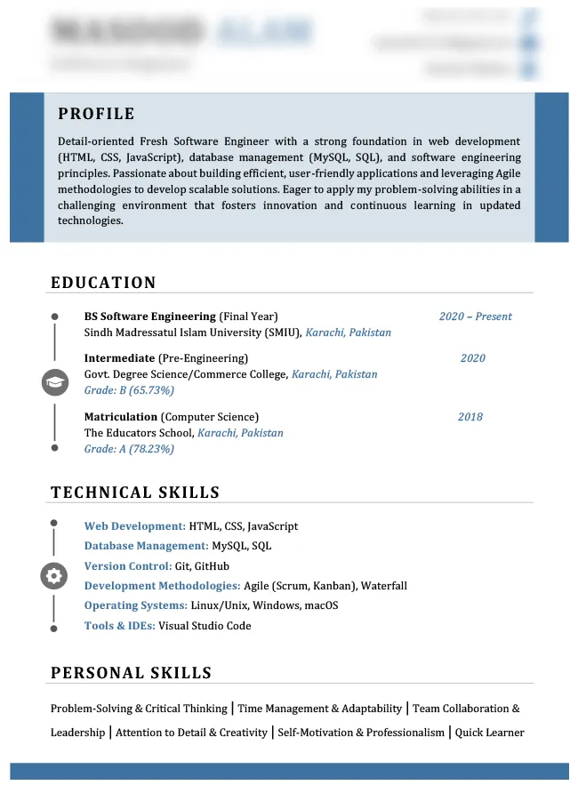 Cv Sample 1
